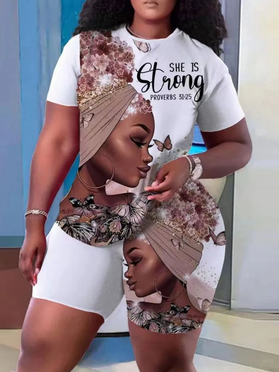 LW Plus Size Figure Butterfly Letter Print Shorts