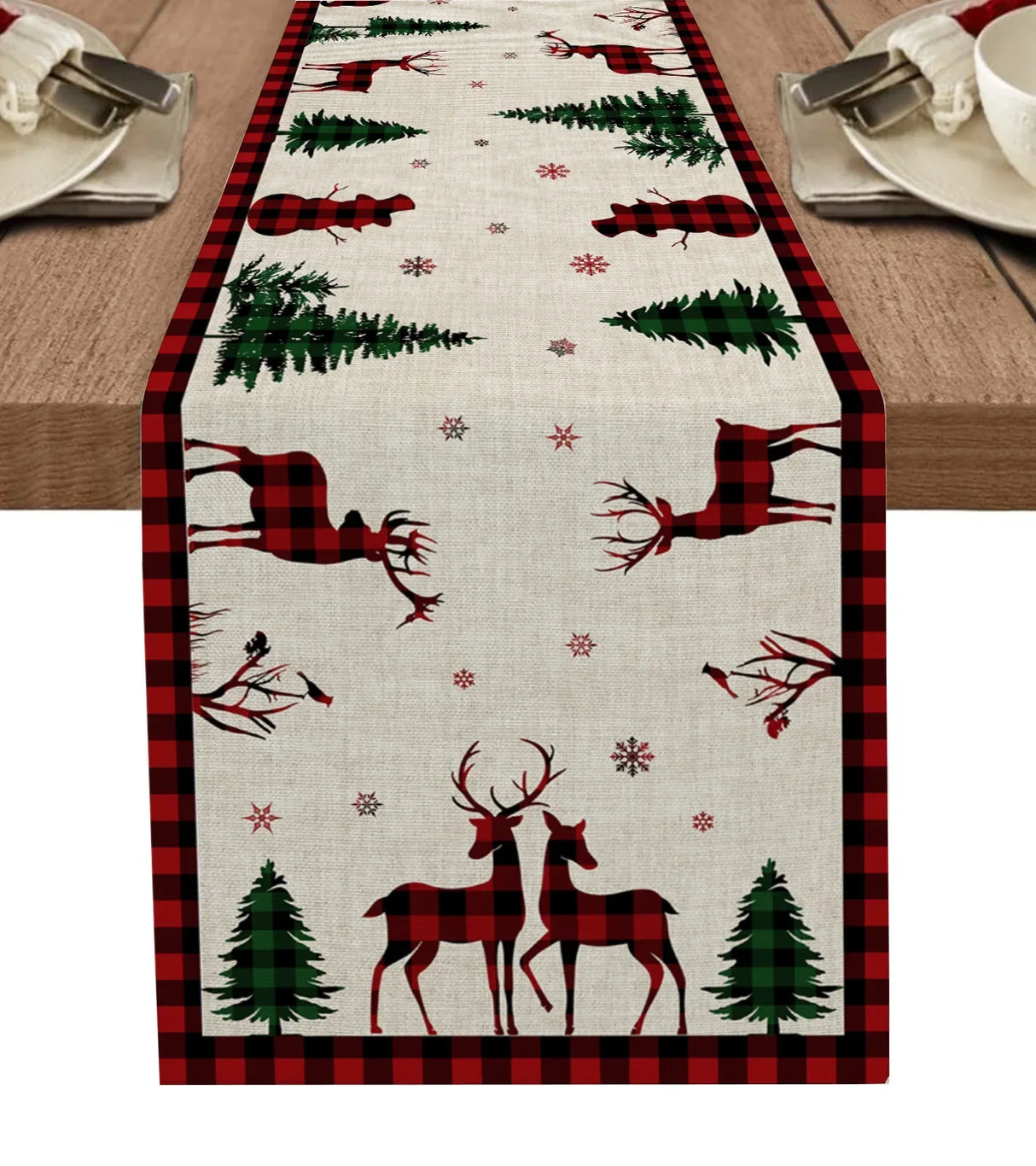 Christmas Tree Pine Needles Candy Bow Table Runner