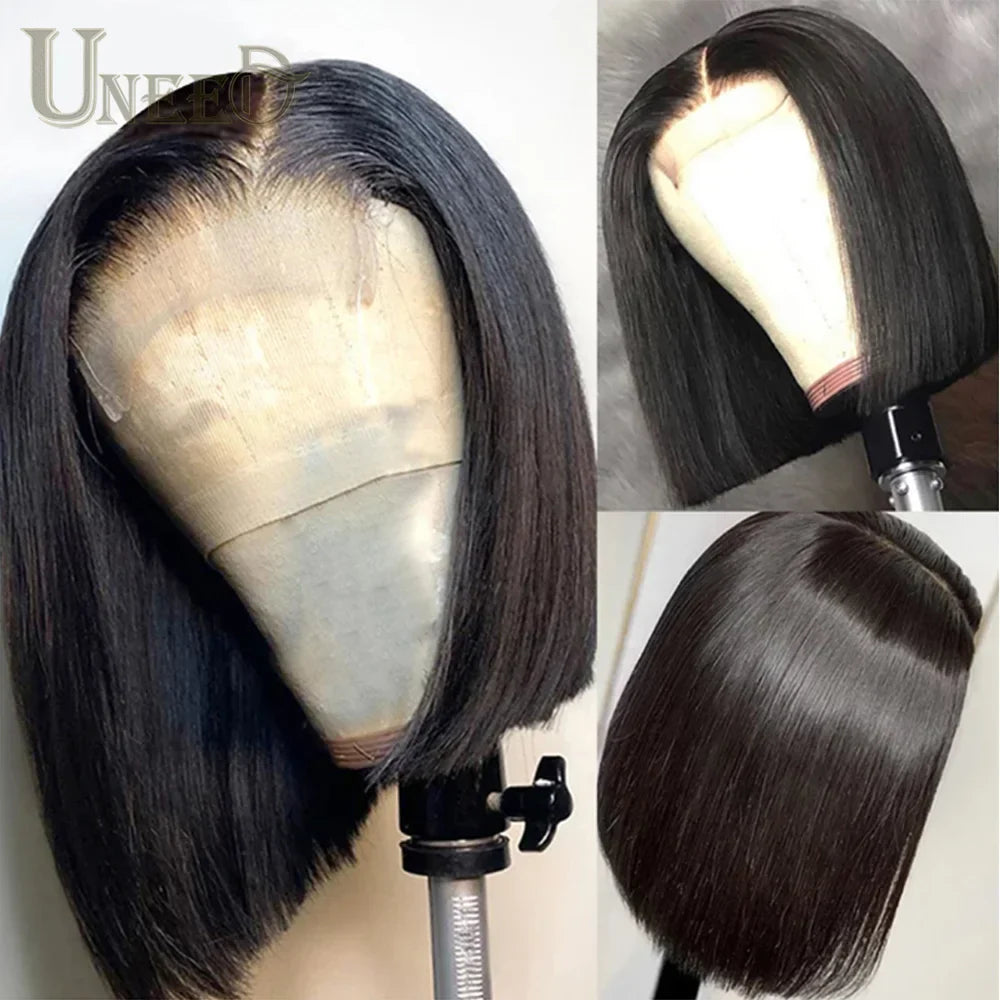 4x4 Bob Lace Closure Wig Indian Straight Human