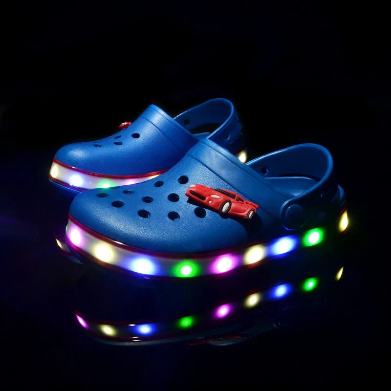Summer Children Hole Sandals LED Lighted Flashing Light