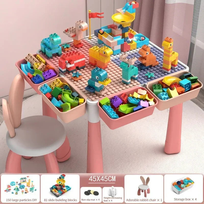 ToylinX Children's Building Blocks Table Desk Chairs Set