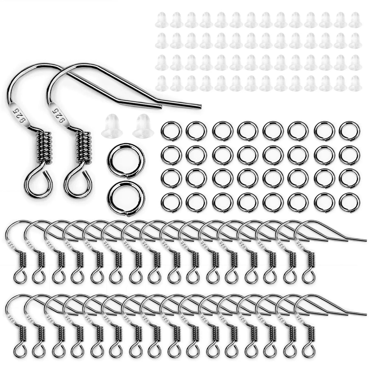 100300pcs Plated 925 Silver Earring Hook Kit Ear