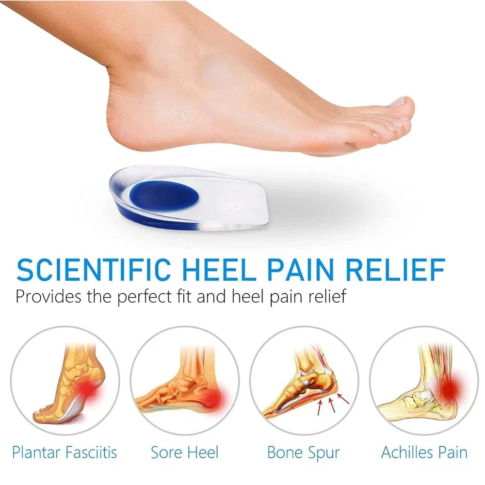 1 Pair Soft Silicone Gel Insoles for Heel