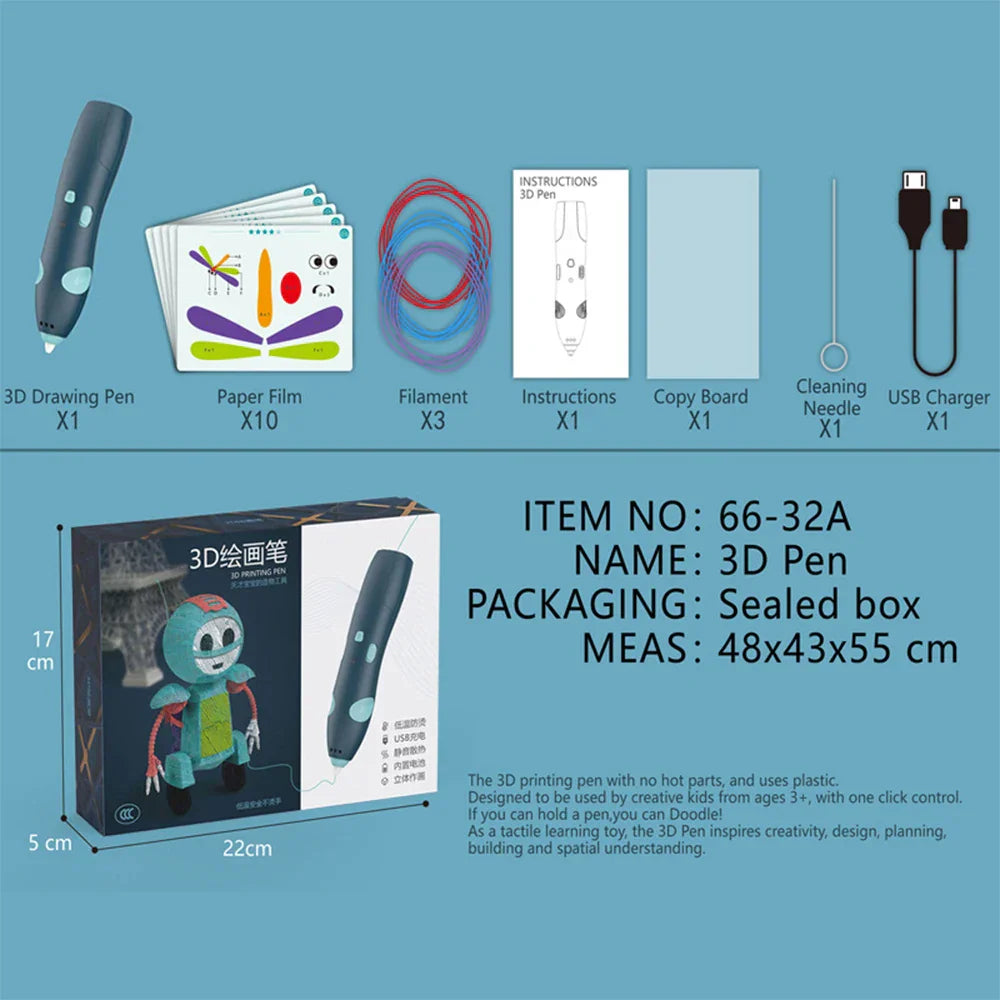 Wireless 3D Doodle Pen for Kids - Low