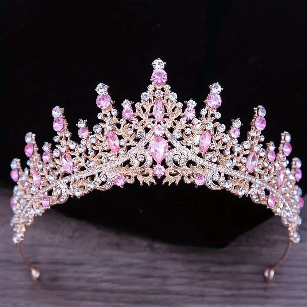 Pink Crystal Tiaras And Crowns For Women Bride