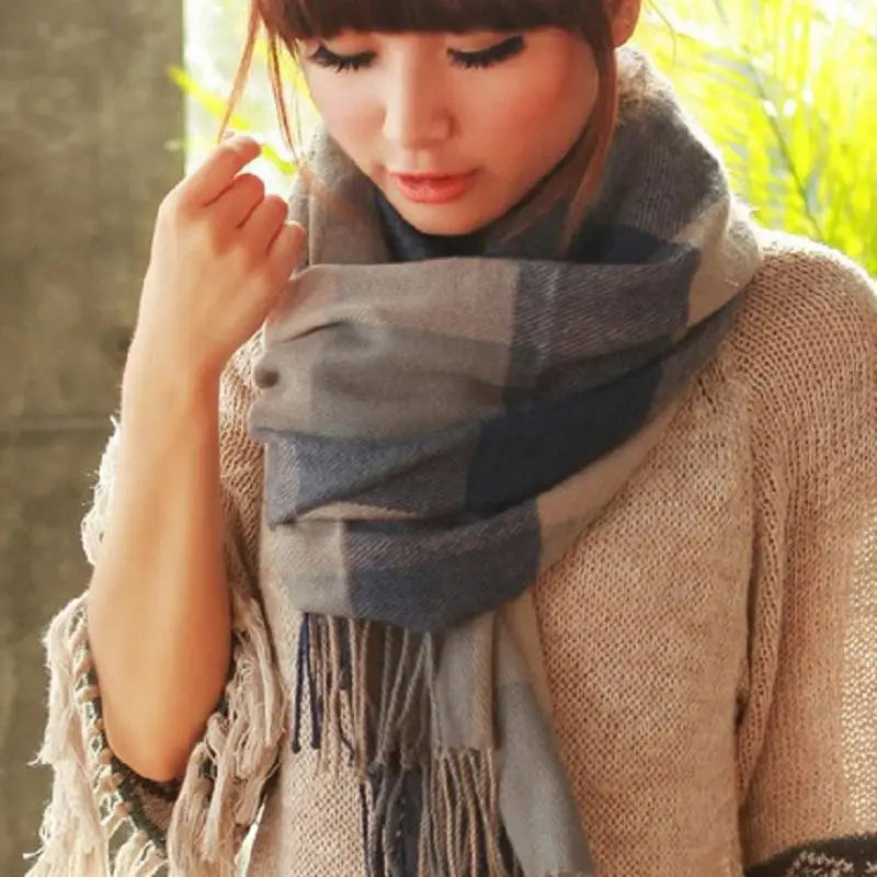 Winter Female Lattice Imitation Cashmere Scarf Autumn And