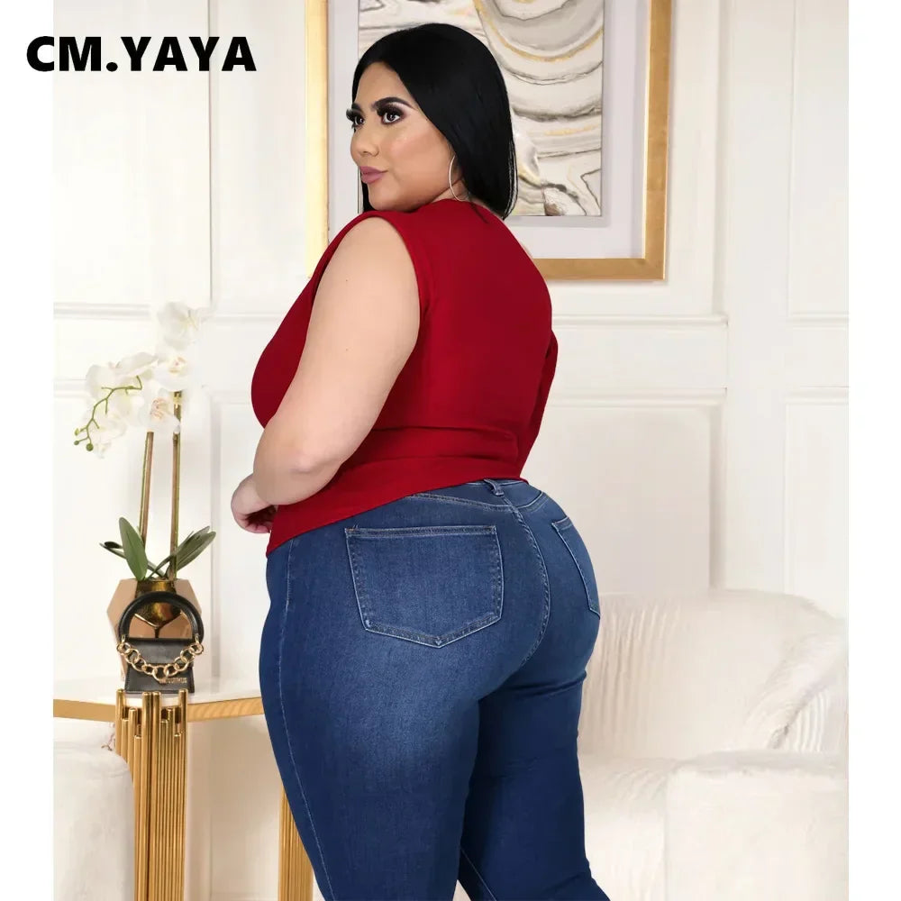 CMYAYA Plus Size XL5XL One Shoulder Sleeve Skew