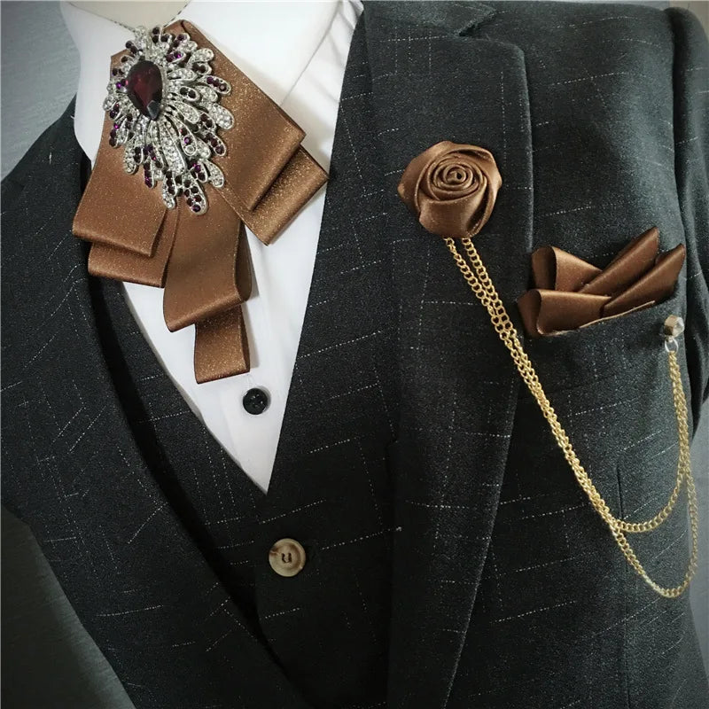 Men's Bow Tie Corsage Pocket Towel Sets British