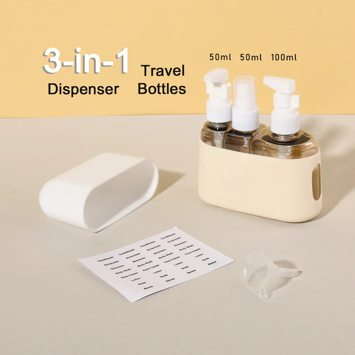 3 In 1 50ml and 100ml Travel Bottles