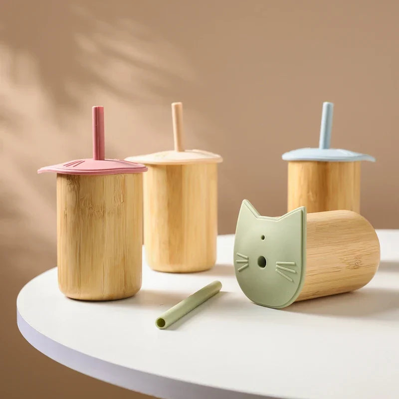 150ML Baby Wooden Feeding Cups Portable Drinkware Babies