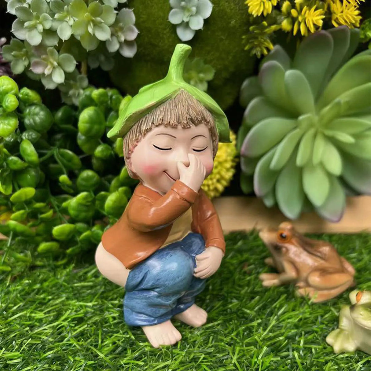 12cm Blue Red Dwarf lying Drunk Gnome Statues