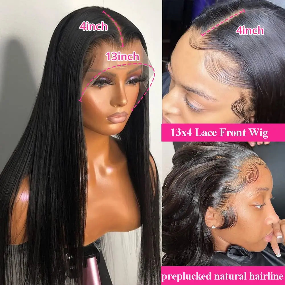 13X4 Lace Frontal Human Hair Glueless Wig Straight