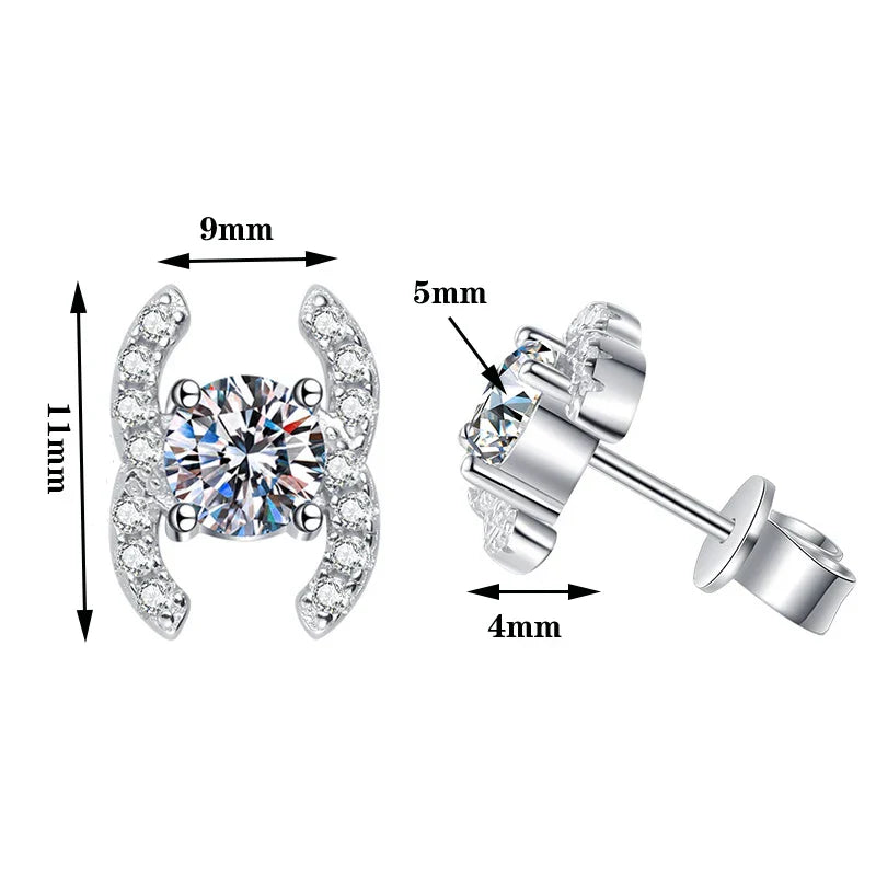 JECIRCON 925 Sterling Silver Moissanite Stud Earrings Small