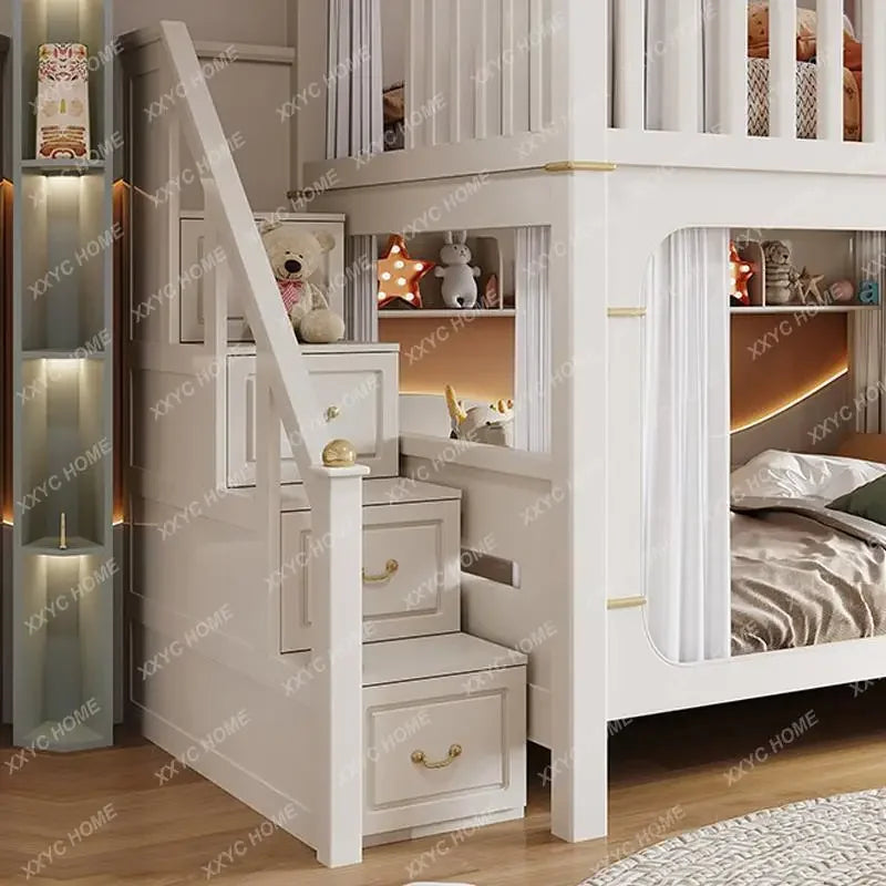 Modern High And Low Kids Bed With Ladder