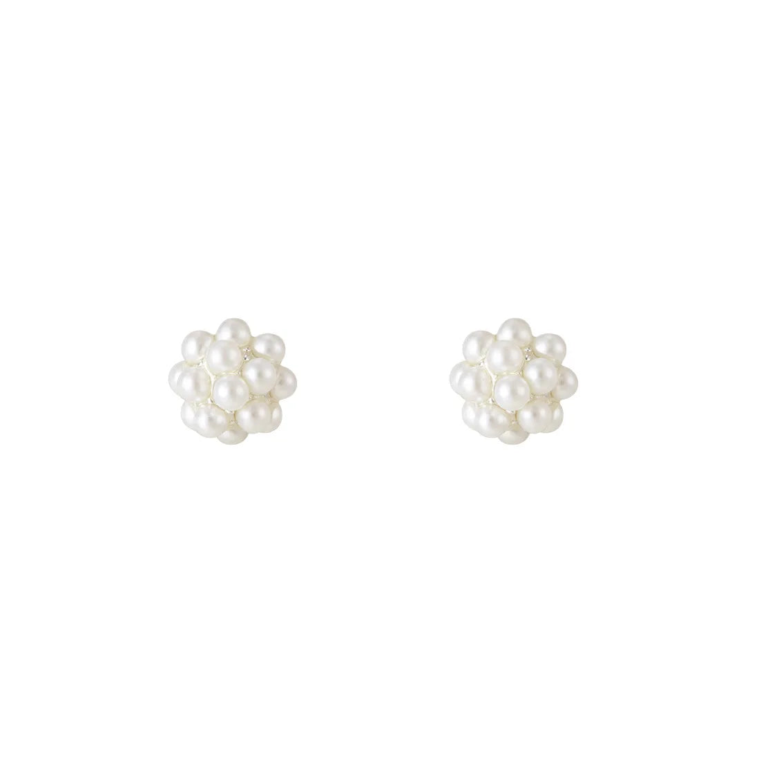 925 Sterling Silver Mini Pearl Bubble Flower Stud