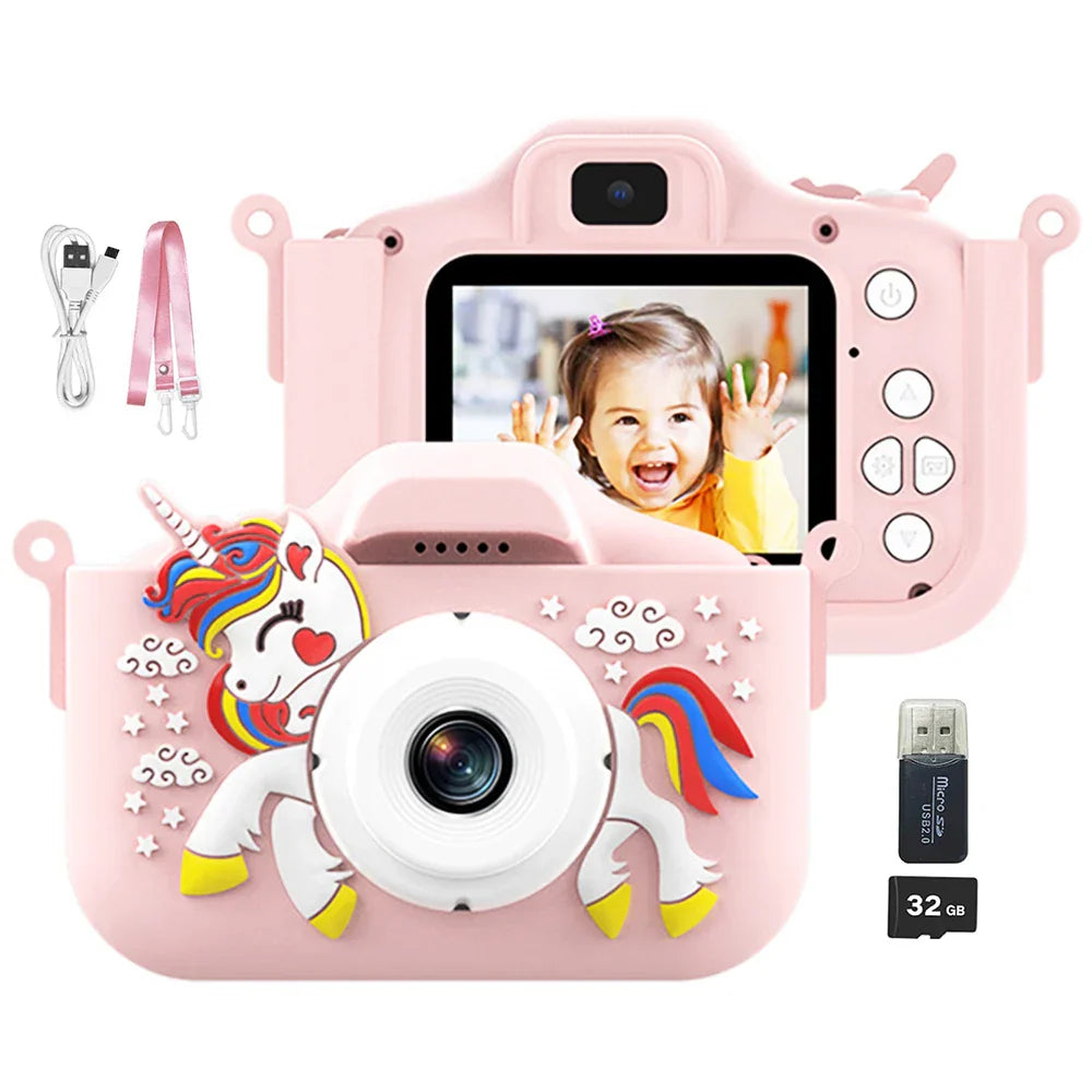 Kids Camera Toys Cute Horse Unicorn 32MP1080P HD