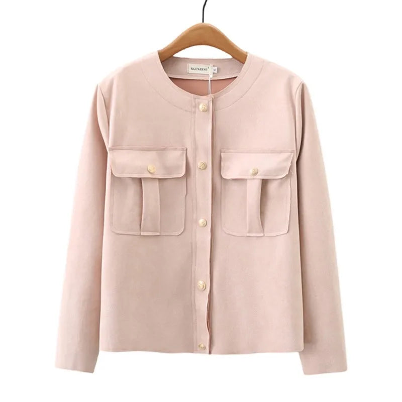 Womens Plus Size Stylish Suede Jacket Autumn Casual