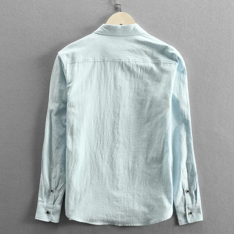 Men Clothing 2023 Fall Men's Cotton Linen Long-sleeved