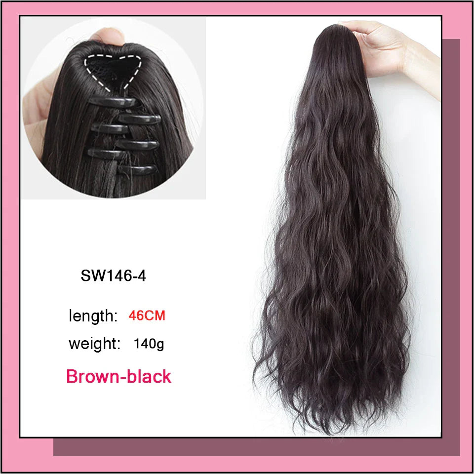 AS Long Wavy Straight Claw Clip On Ponytail