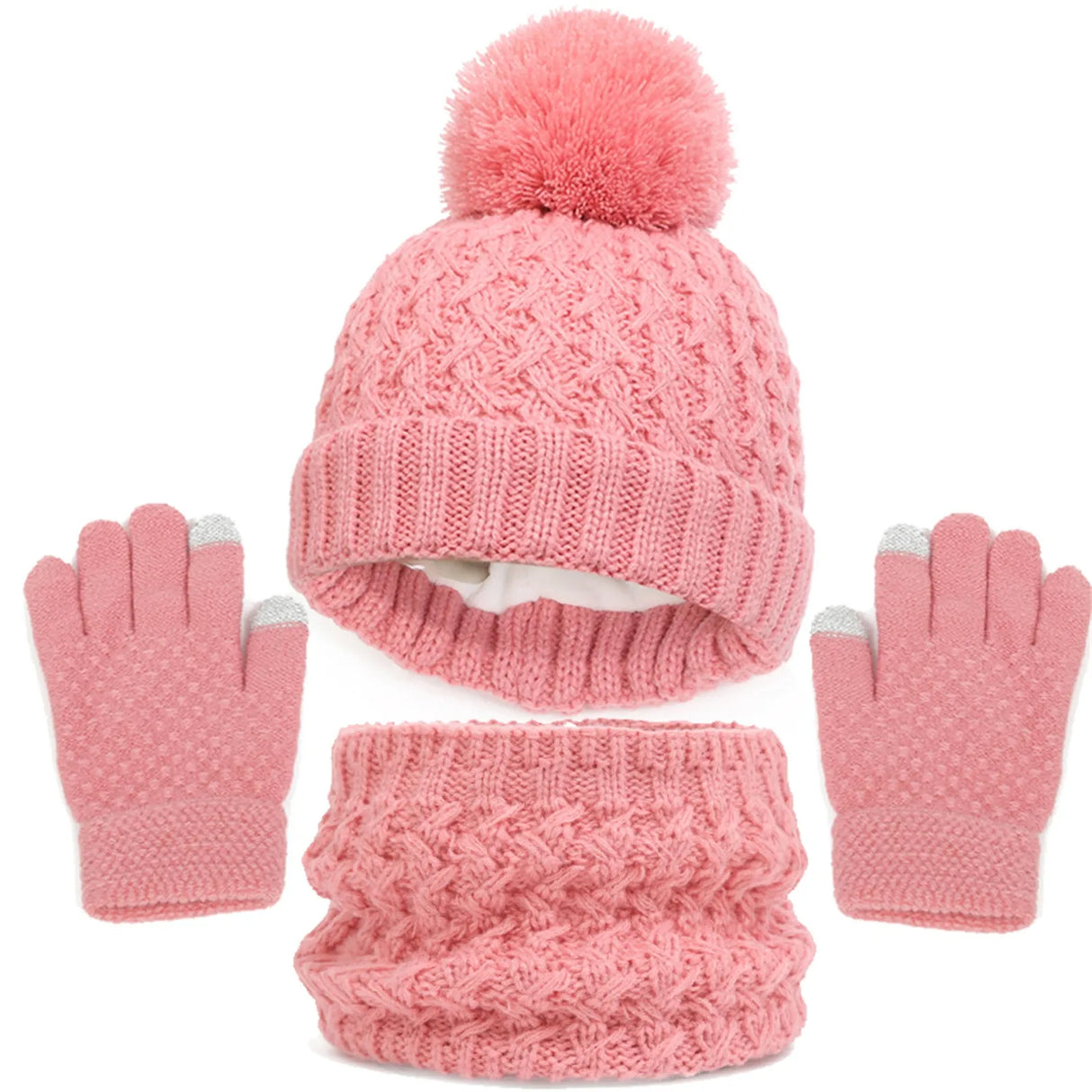Kids Winter Hat Gloves Scarf Set Girls Toddler