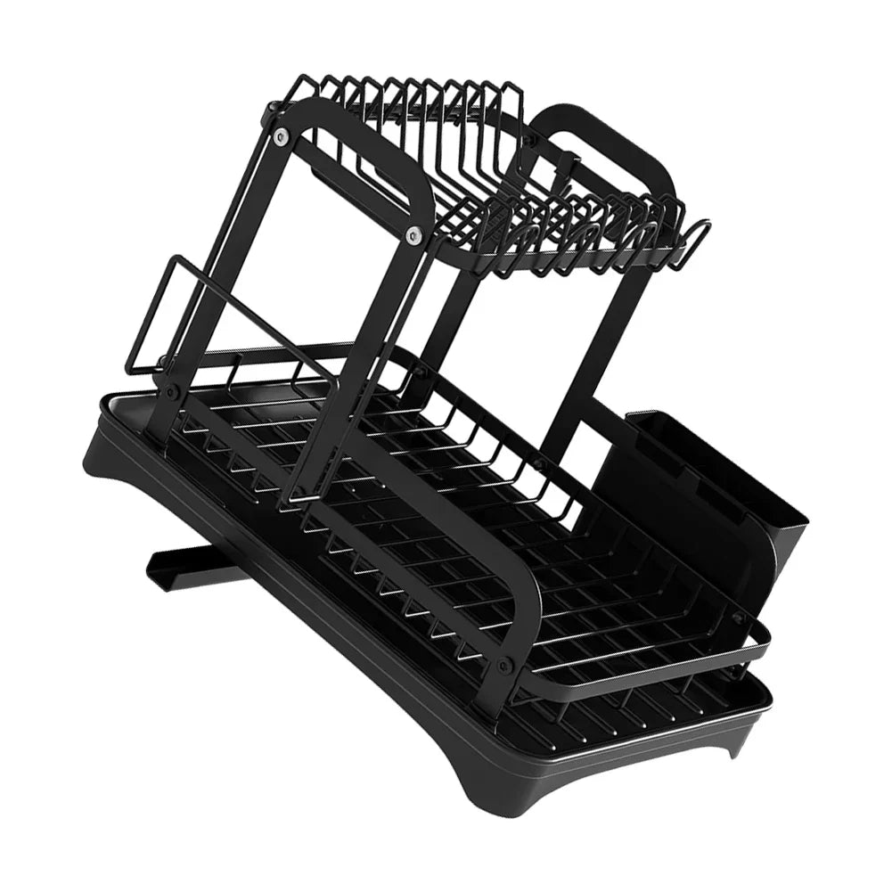2 Tier Dish Bowl Drainer Storage Rack Kitchen