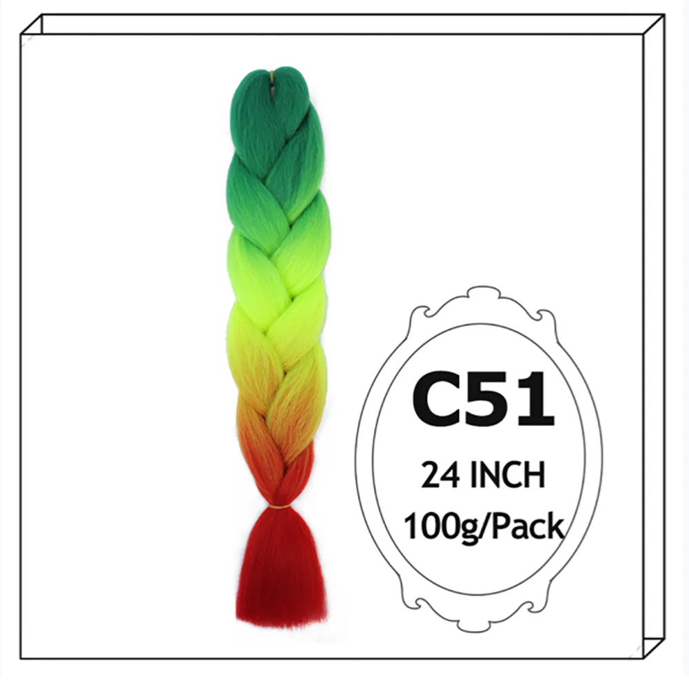 24Inch Synthetic Long Jumbo Ombre Braiding Hair For
