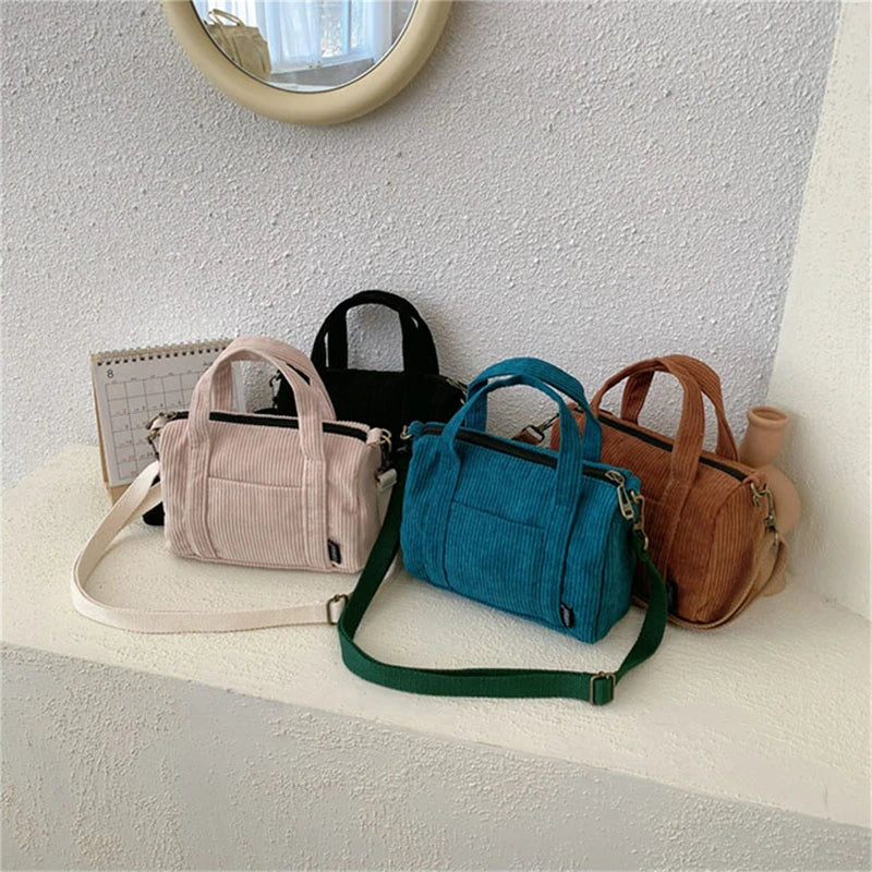 New Women's Mini Corduroy Shoulder Bag Female Canvas