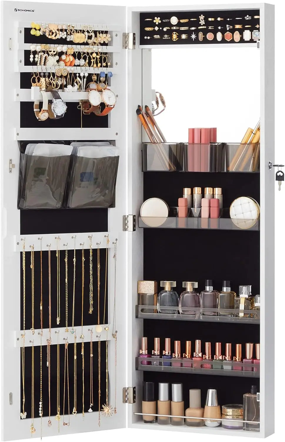 SONGMICS Jewelry Cabinet Armoire, Wall/Door Mount Storage Organizer