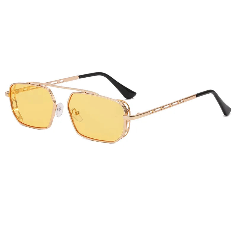 Vintage Red Rectangle Sunglasses Women Brand Steampunk Pink