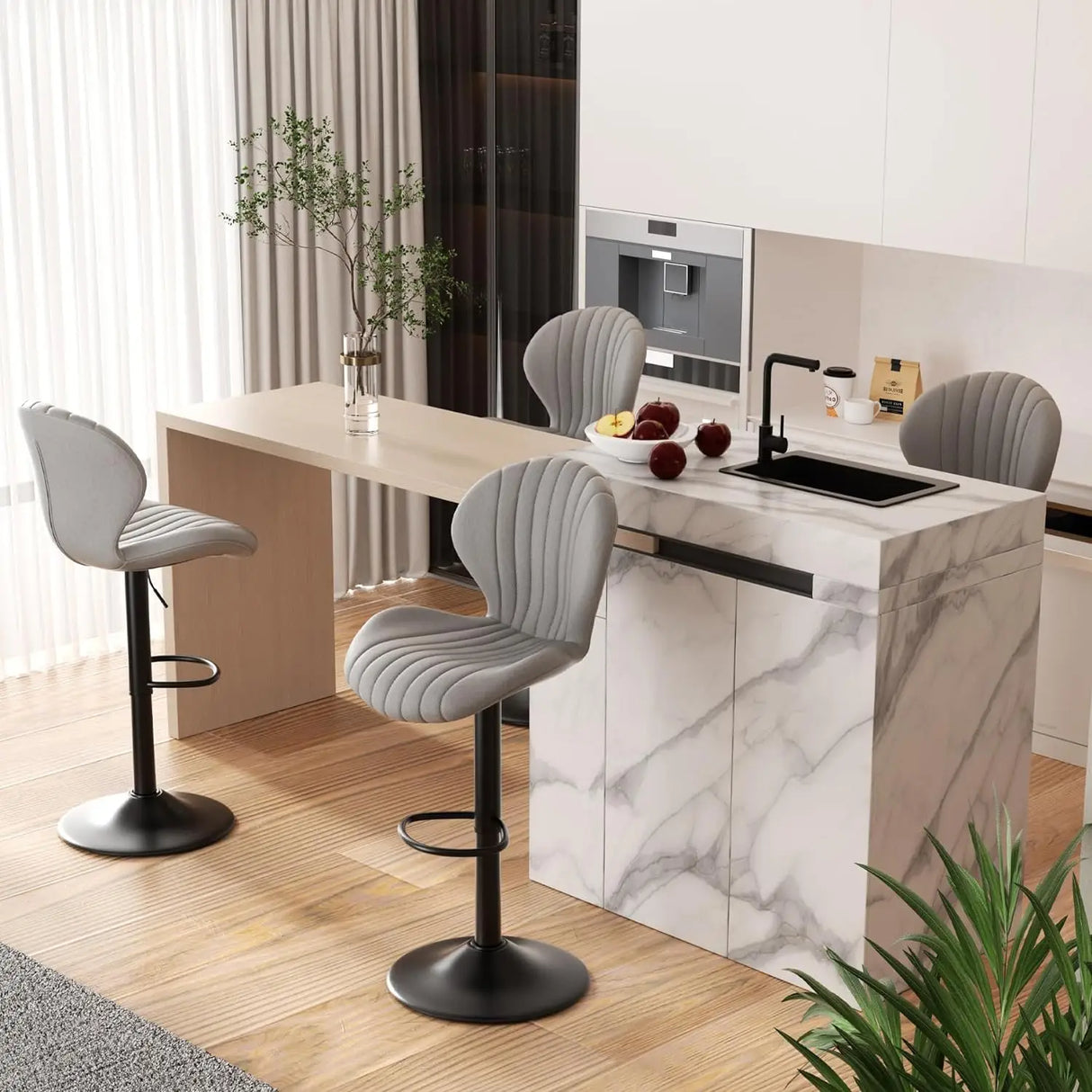 Bar Stools Set of 2 Modern Swivel Bar