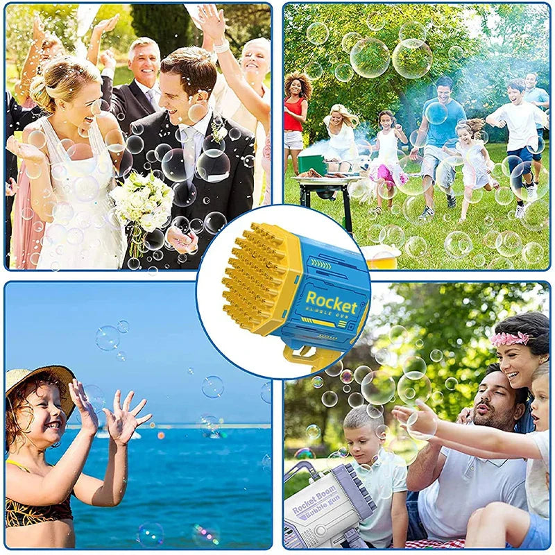 Bubble Gun Kids Toys Rocket 69 Holes Soap