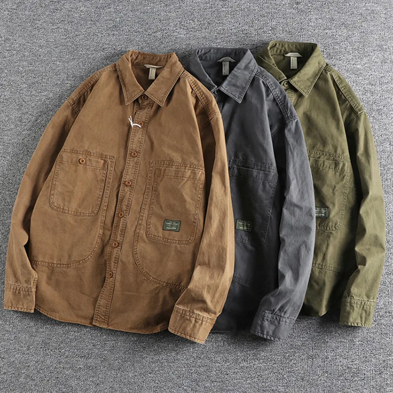 Tough Guy Style Heavyweight Washed Old Work Shirt