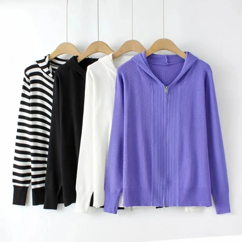 Plus Size Cardigan Women 2023 Spring Summer Zipper