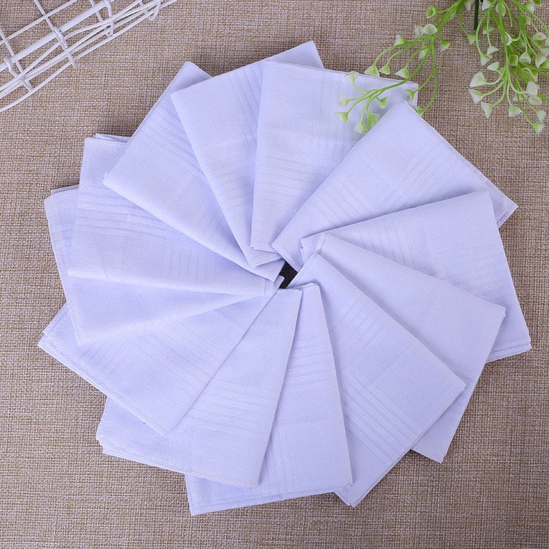 1pcs Mens White Handkerchiefs 100% Cotton Square Super