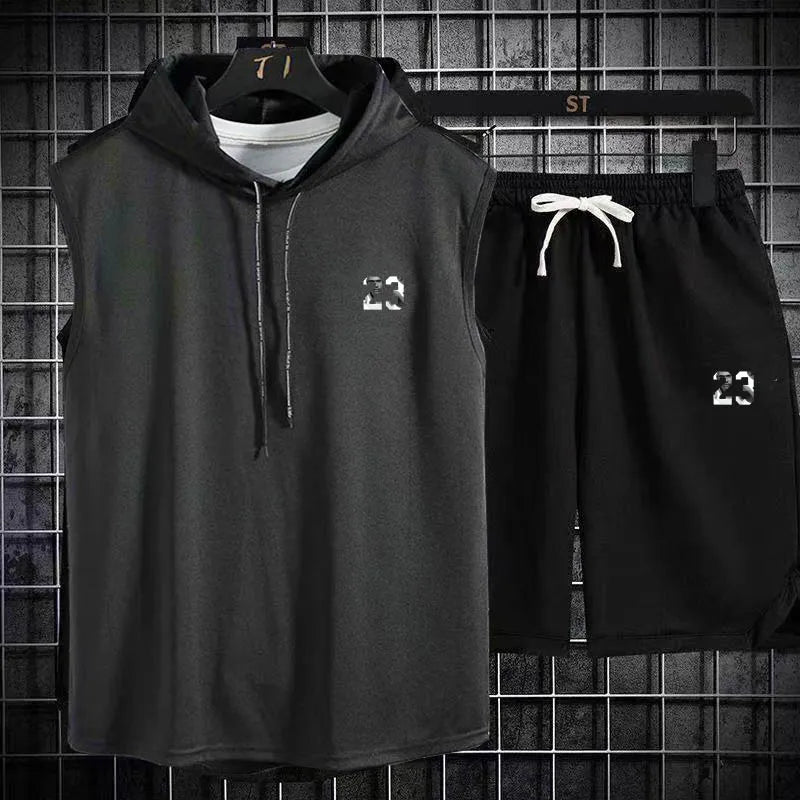 Men's track suit summer sportswear two-piece t-shirt shorts