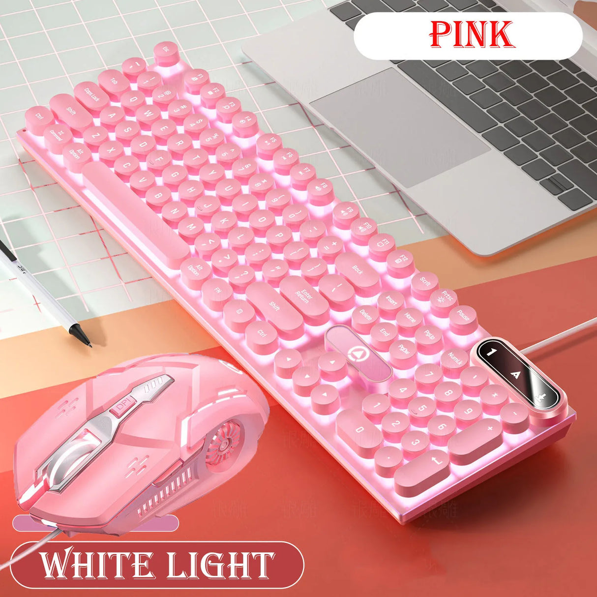 Pink Keyboard and Mouse Set 2 in 1