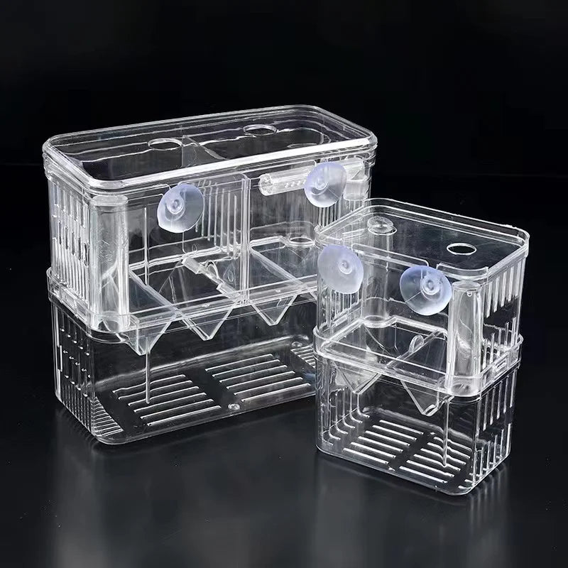 Double-Deck Clear Fish Breeding Isolation Box Aquarium Breeder