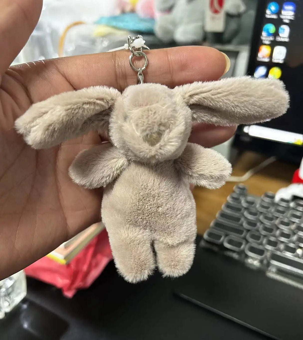 Stuffed Animals Cute Cartoon Rabbit Keychain Love Pompom
