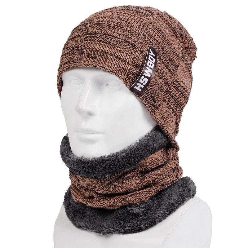 Winter Beanie Hats Scarf Set Warm Knit Hat