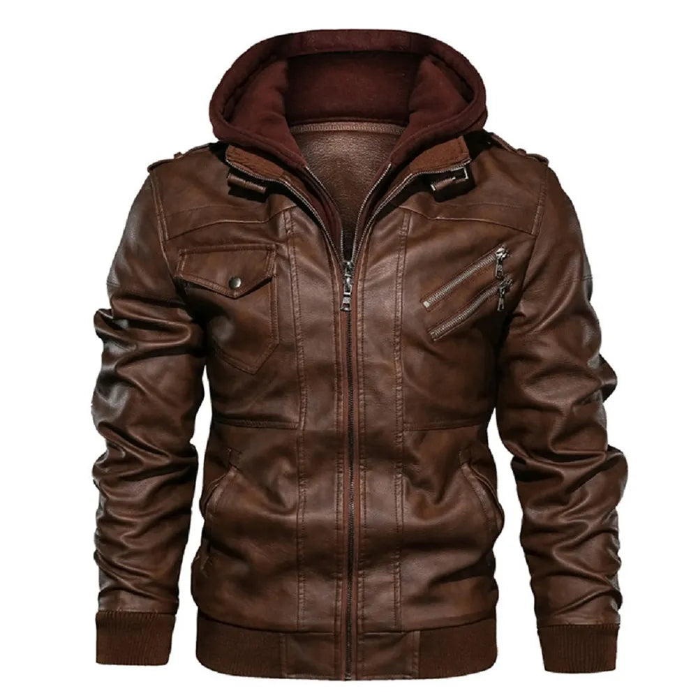 KB New Men's Leather Jackets Autumn Casual Motorcycle