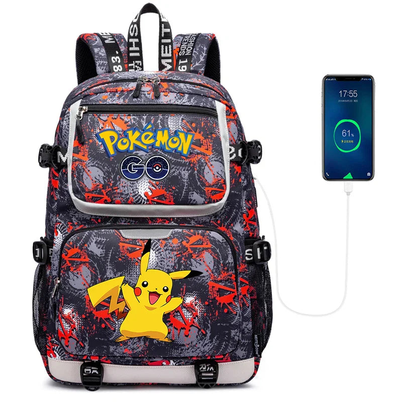 Pokemon Squirtle Cartoon School Bag USB Charging Large