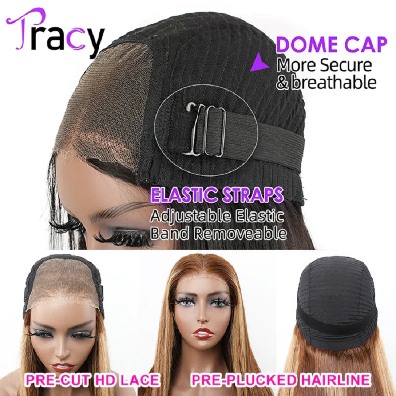 TRACY HAIR Straight Highlight Pre Cut Pre Plucked