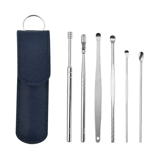 6PCS Stainless Steel Earpick Ear Cleaner Spoon Wax