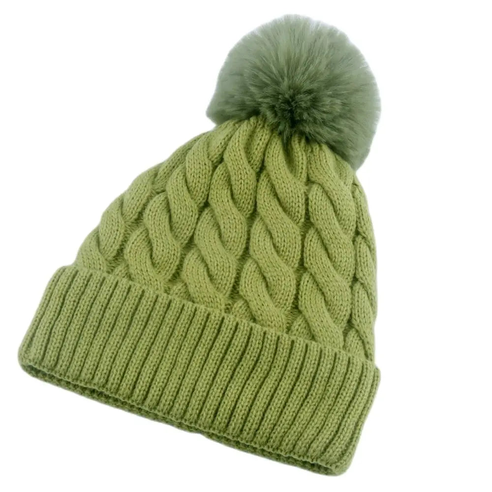 Warm Fleece Lined Hat Women Winter Beanies Cable