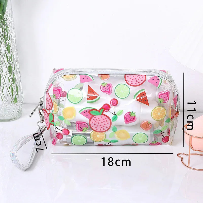 Strawberry Butterfly Fruit Print Clear Makeup Bag Fashion