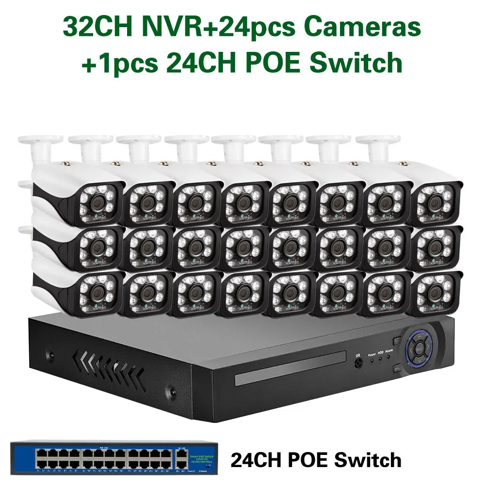 32 Channel 4K NVR Kit 5MP POE CCTV