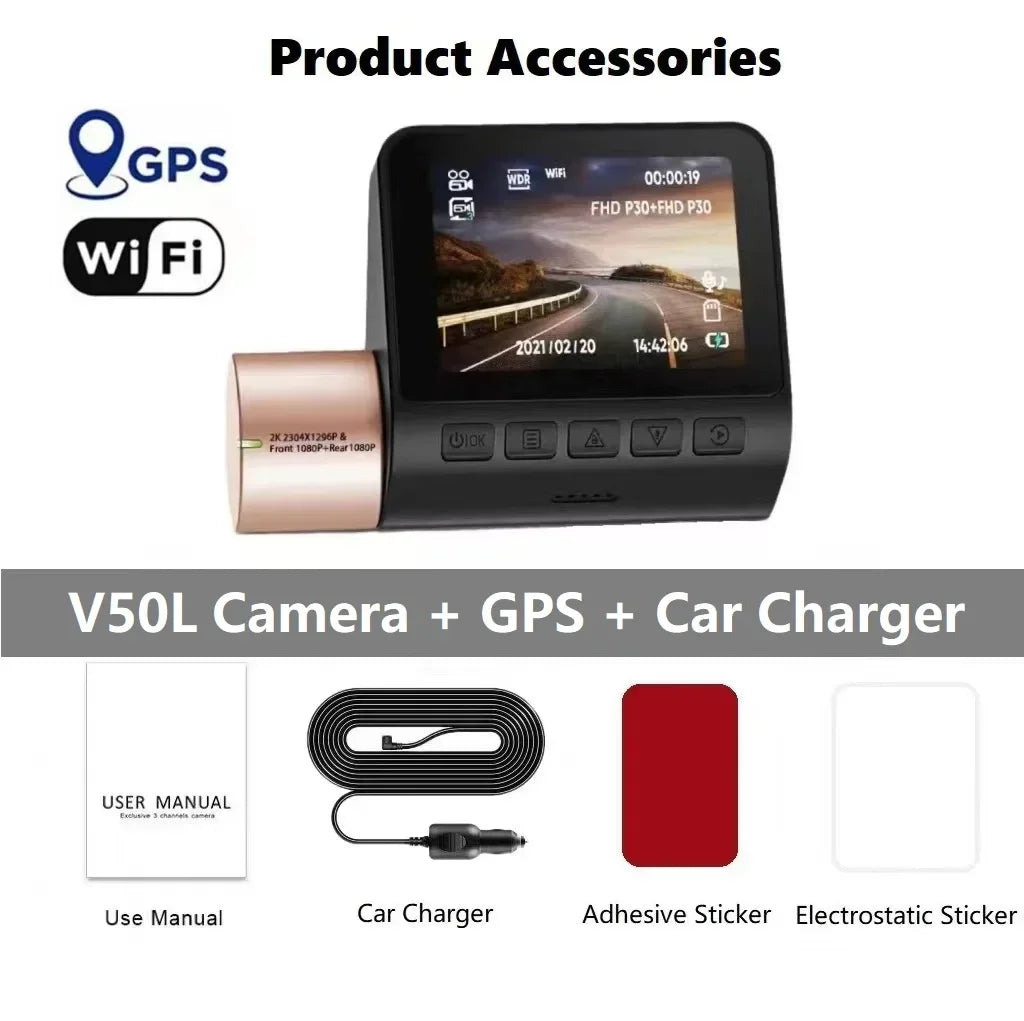 2K Dash Cam for Car Camera WIFI GPS