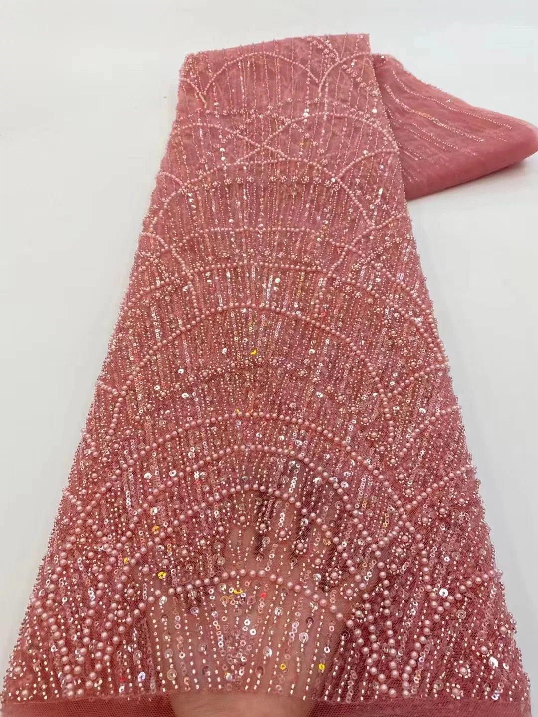 High Quality Beaded Lace Fabrics for Wedding Fabric