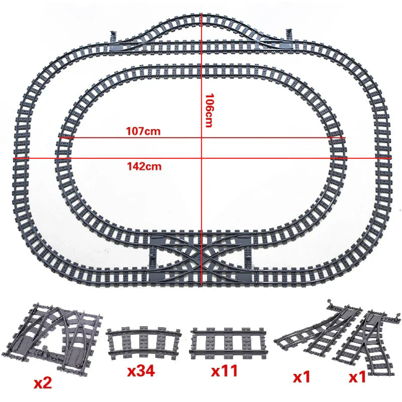City Trains Train Track Rail Bricks Model Toy