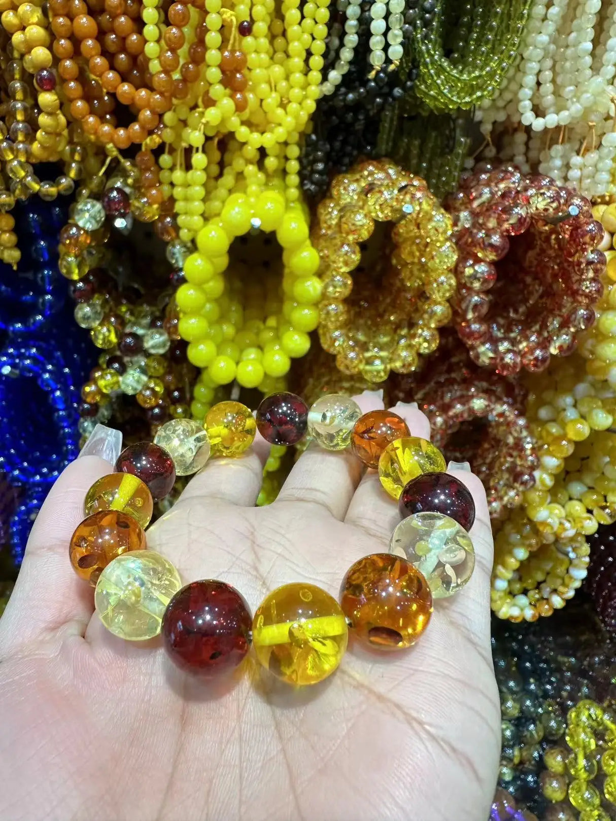 Natural Raw Amber Bracelet Men Women Healing Gemstone